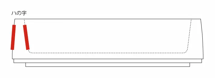 寿司桶の図面、ここがハの字